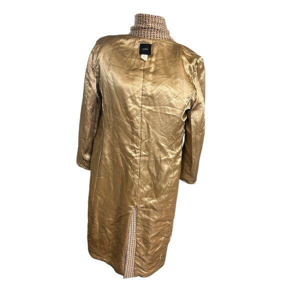 VTG J Crew Womens 100% Wool Herringbone Tweed Brown Tan Classic Overcoat Size 14 - Picture 7 of 11